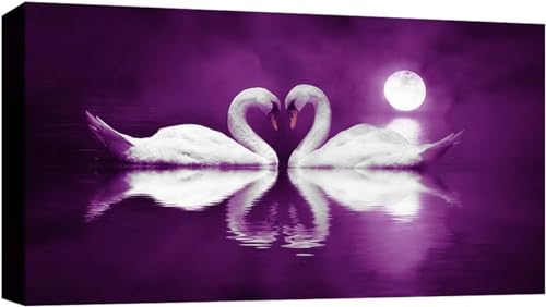 Kit Diamond Painting complet cygne et lune Fheeao avec perles rondes 50x115 cm