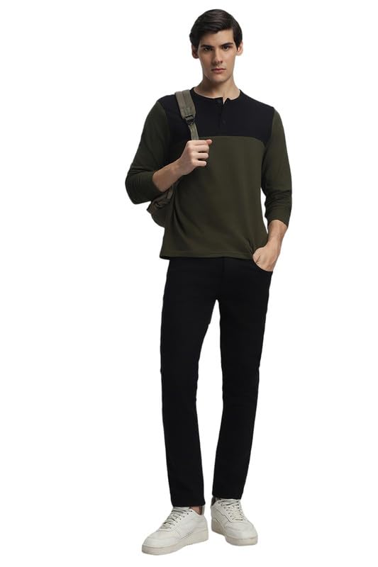 Image of Dennis Lingo Men's Cotton Henley Neck Tshirt, Regular Fit Long Sleeve