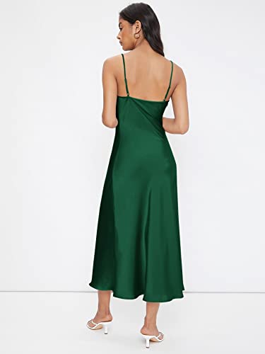 Image of Floerns Women's Spaghetti Strap Cowl Neck Long Slip Satin Silk Midi Dress