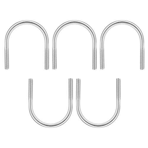 Image of DTGN 1-1 /2 inchx2.36 inch(DXL) Round U-Bolts - 5Pack - Good for Construction Industry - 304 Stainless Steel Round Bend U Bolt - Silver