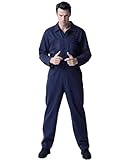 L'VOW Navy Blue Jumpsuit with Blood Long Sleeve Coveralls for Men Halloween Horror Killer Costume, XL