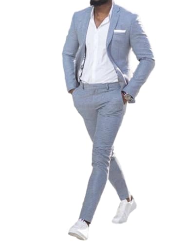 Veste pantalon homme costume 2 pièces ajusté motif pied-de-poule pour cérémonie