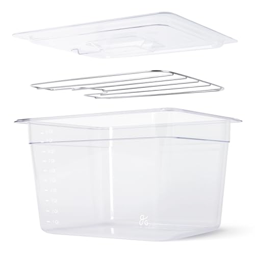 Greater Goods Sous Vide Container 12 Qt with Stainless Steel Rack, and Lid, Designed in St. Lous (Clear) Greater Goods Sous Vide Container 12 Qt with Stainless Steel Rack, and Lid, Designed in St. Lous (Clear)