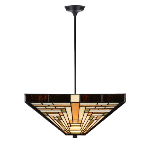 Tiffany-style Lampe Suspendue Art Deco au verre authentique