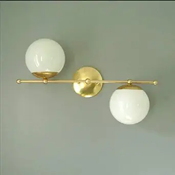 Nauticaz Brass Antique Plug In Electric Industrial Mid Century Glass Globe Sconce Modern Bathroom Vanity Wall Light