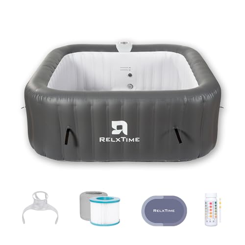 Upgraded Inflatable Hot Tub 4-6 Person, Portable Blow Up Hottub, 130 Air Jets Outdoor Spa with Built in Heater Pump, Spa Reinforced Design for Backyard, Ultimate Durability
