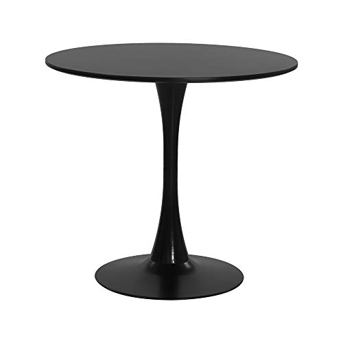 Mesa Saarinen Tulipa Redonda 80cm Tampo Madeira Preto Sala Cozinha Jantar