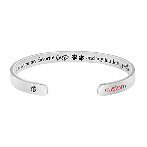 Custom Customize Customization Personalized Dog Name Bracelets Memorial Remembrance Sympathy Memory Loss of Beloved Pets Jewelry Gifts for Cats Mom Lovers Dog Paw