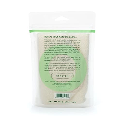 Earth Therapeutics Organic Cotton Exfoliating Wash Towel with Straps image 5