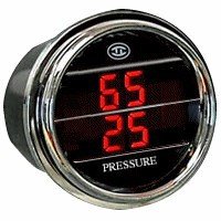 Teltek USA Load Air Pressure and Turbo Boost Gauge for Any Semi, Pickup Truck or Car - Bezel: Black - LED Color: Red