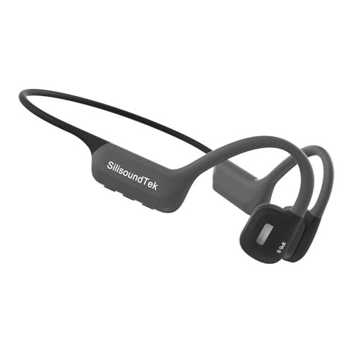 6.0 Upgraded Bone Conduction Headphones,IP68 Waterproof Swimming Headphones, Liquid Silicone Wireless Open Ear Headphones, Built-in 32GB MP3 Player Underwater Headphone for Running, Cycling (Grey)