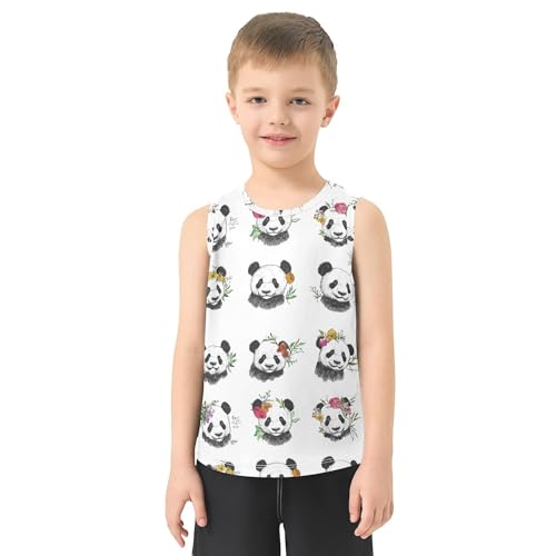 JUNZAN Art Panda White Children Athletic Tank Top Sleeveless Kids Vest Sports Outdoor Breathable Outfit for Beach Swim 3T2