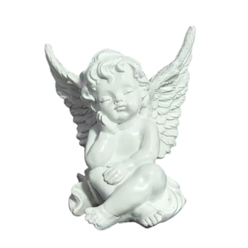 Image of Saugat Traders Angel Wings Statue for Home Decor - White Polyresin with Marble Finish Showpiece Decoration - Good Luck Gift