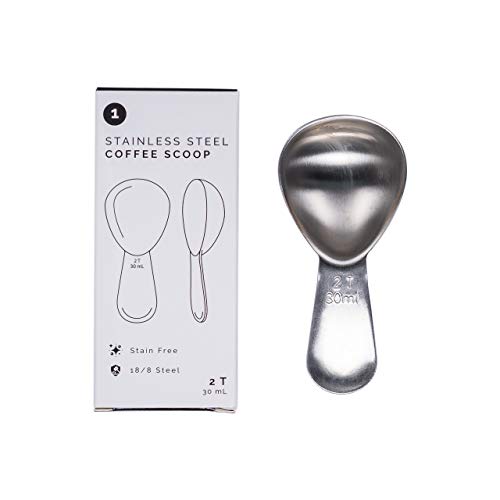 Airscape Stainless Steel Coffee Scoop - Perfectly Proportioned Ergonomic Spoon, 2 Tablespoon Capacity, Fits inside Airscape Canisters (Brushed Steel)