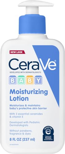 Image of CeraVe Baby Lotion, Gentle Baby Skin Care with Ceramides, Niacinamide & Vitamin E, Fragrance, Paraben, Dye & Phthalates Free, Lightweight Moisturizer, 8 Ounce, Packaging May Vary (Pack of 12)