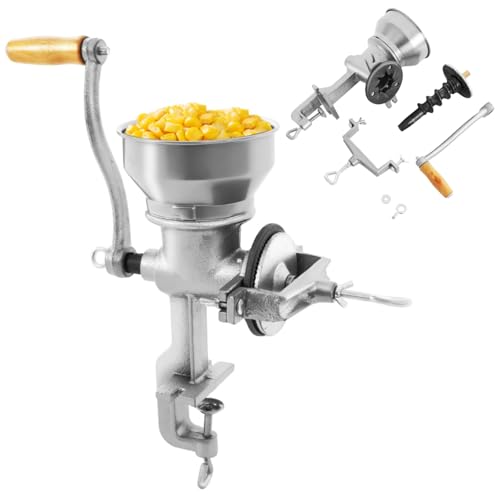 Moulin à céréales manuel 500 type Moulin à céréales en fonte, degré de mouture réglable, avec grand entonnoir et pince de table, convient pour céréales, maïs,...