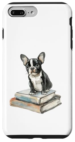 Installazione facile Custodia per iPhone 7 Plus/8 Plus Cucciolo di bulldog francese ad acquerello sui libri che leggono cane