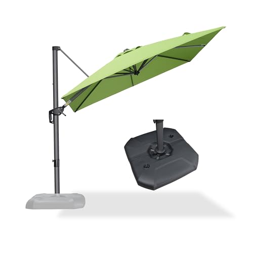 Image of PURPLE LEAF Outdoor Umbrella with Base 8' x 8' Sun Protection Apple Green