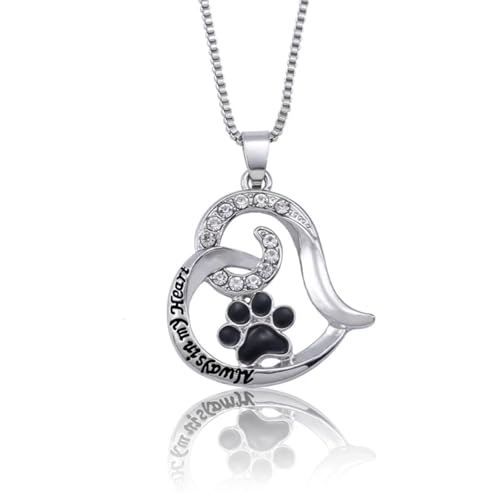 ZFHTJEKNCS Collar Colgante de Colgante de Cristal en Forma de corazón para Mujeres, Chicas Amantes de Mascotas, Colgantes de Huella de Pata de Perro de Gato