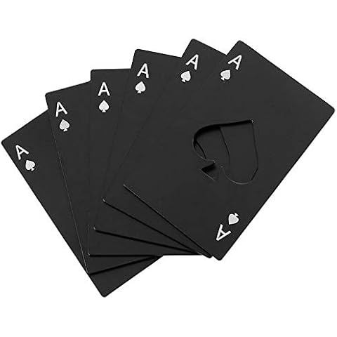 Famgee Wine Bottle Opener Stainless Steel Credit Card Size Casino Beer Bottle Opener Cap Opener for Your Wallet Wedding Party Groomsmen Bridesmaid Gifts 6 Pcs (Black) Cover