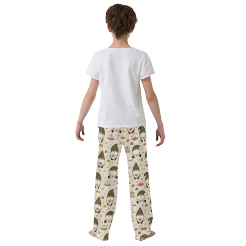 Gnome Mushroom Print Boys Long Pants Soft Trousers Elastic Waist Kids Lounge Bottoms with Pockets S-XL3
