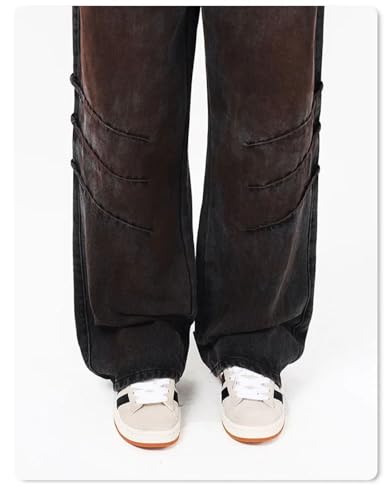 Men Loose Fitting Vintage Scratch Mark Design Denim Baggy Worn-Out Jeans Clothing3