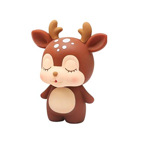 Toyvian Deer Figurine Deer Piggy Bank Kids Cartoon Animal Coin Bank Cash Coin Can New Year Money Saving Box Desktop Ornaments for Baby Shower Birthday Holiday Coffee Elk Statue