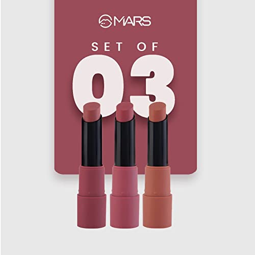 MARS Matte Box Set of 3 Lipsticks for Women | Long-Lasting | Smooth Finish | Moisturising | One Swipe Pigmentation (3x3.2 gm) (02-Peaches & Nudes) - Image 6