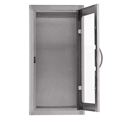 BBQGuys 14-Inch Stainless Steel Semi-Recessed 10 Lb. Fire Extinguisher Cabinet