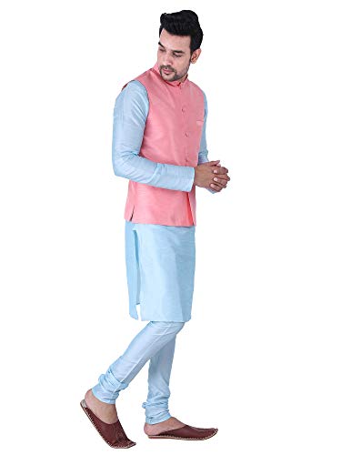 Image of Sadree Silk Men's Kurta Pajama Waistcoat or Nehru Jacket Set