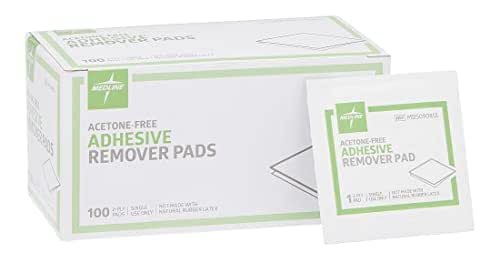 Medline Adhesive Remover Pads, Acetone-Free, 2-Ply, Box of 100