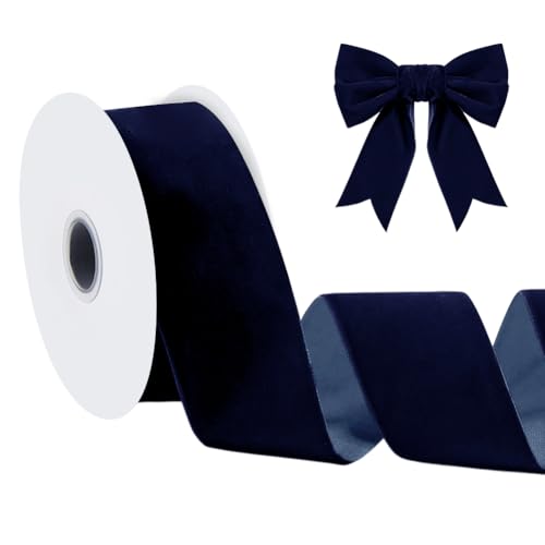 NBEADS 10 Yards/9.14m Velvet Ribbon Single Sided 5.2cm Wide Vintage Soft Velvet Ribbon for Sewing Making DIY Crafts Gift Wrapping Bouquets Supplies Navy Blue