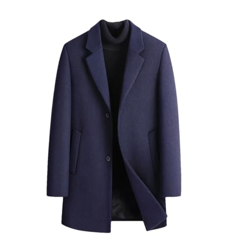 Manteau en laine bleu marine pour homme élégant coupe slim en taille M
