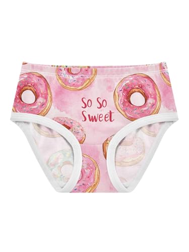 ZZKKO Sweet Donuts and Watercolor Pink Girls Underwear Toddler Panties for Girls Comfort Brief Size 2-8T