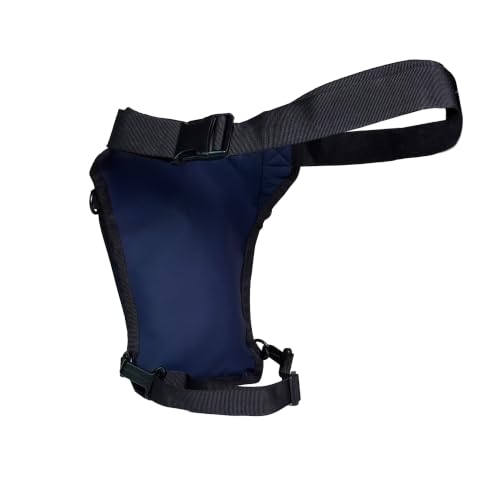 Image of Carbonado Turtle Bags, Thigh Bag for Bikers, Fanny & Waist Bag for Man Woman; Multipurpose Water Repellent Utility Pouch, Cross Body, Strap to Leg & Hip for Motorcycling, Outdoor & Hiking - Blue