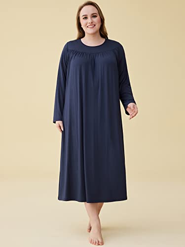 Latuza Women's Soft Viscose Long Sleeves Nightgown3