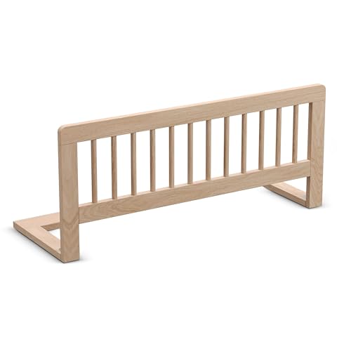 CADANI Kinder Bettgitter Baby Bettschutzgitter klappbarer Rausfallschutz aus Massivholz für Elternbett und Kinderbett Natur 90x40 cm