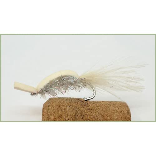 Pike Fishing Flies, 4 x White Gurgler Good Strong Hooks,Choice of Sizes (1/0)