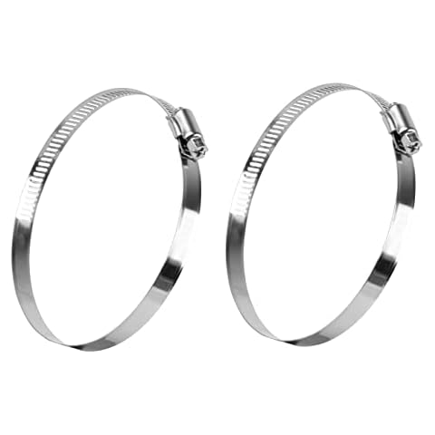 Teqooza 6 Inch Duct Clamp, Stainless Steel Large Hose Clamp Adjustable Diameter 140-160mm Worm Drive Clamp for Plumbing Dryer Vent for Automotive Mechanical Agriculture, 2 Pack Cover
