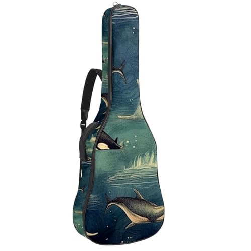 Housse de guitare basse étanche en tissu Oxford robuste avec motif artistique baleine