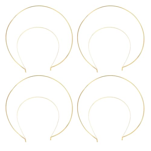 FRCOLOR 4 Stück Doppelkrone Stirnband Goldener Heiligenschein Haarreif Metall Eisen Halo-Kopfschmuck Für Damen Mädchen Party Bankett