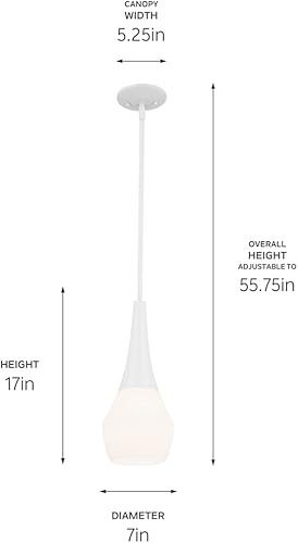 Miniatura 10 de Kichler Deela - Colgante de 1 luz (17 pulgadas, cristal de ópalo con revestimiento satinado en bronce champán)