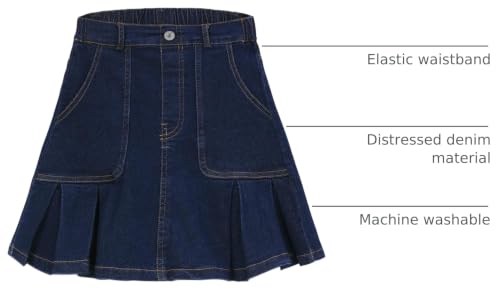 Image of 2026 Girl's Denim Skirts Elastic Waist Pleated Toddler Girls Jean Skirt Size 3-12