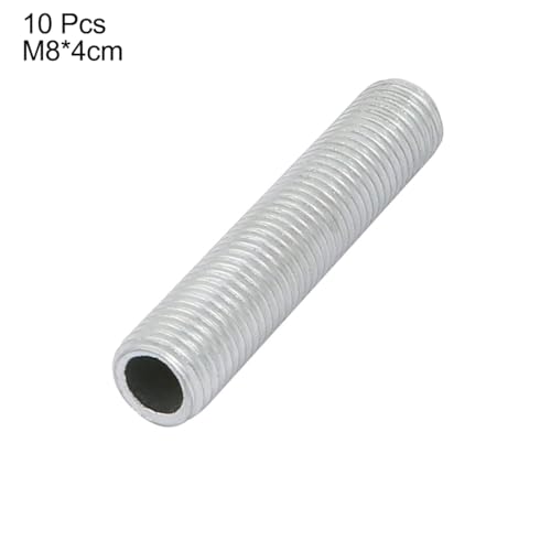 Image of uxcell Lamp Pipe Nipple, M8 Thread 40mm Length Hollow Lamps Repair Part Hardware for Lamp Lights, Zinc Plated Silver Tone, Pack of 10