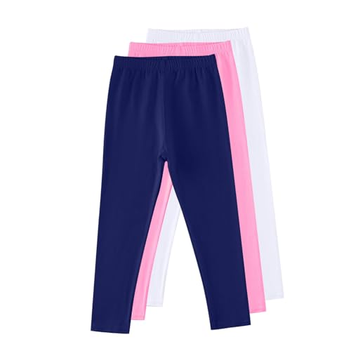 3 Pack Kids Girls Stretch Leggings Cotton Fall Fashion Comfortable Soft Pants Bottoms Set 3 Pack Bundle3