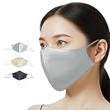 [MCAura] シルク マスク 絹100％ 美容マスク 3D立体構造 洗える 冷感 保湿 UVカット 花粉対策 小顔効果 デリケート肌対応 快適フィット 耳ゴム調節 通気性 おやすみ 男女兼用 四季適応 (シルバーグレー1枚入)