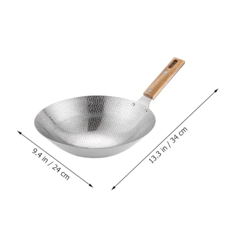Wok de acero inoxidable con mango de madera portátil miniatura 2
