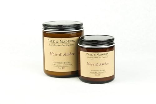 PARK & MADISON MOSS & AMBER SOY CANDLE - HERBAL LAVENDER, SAGE, M...