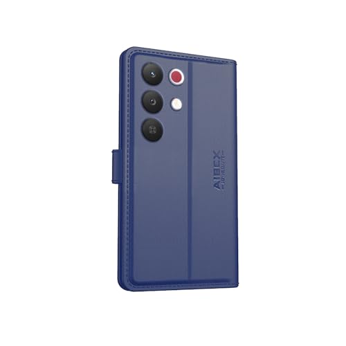 Image of AIBEX Compatible for Realme Narzo 90X 5G / Realme C85 5G / Realme 15X 5G Flip Cover Leather Finish | Inside TPU with Card Pockets | Wallet Stand | Complete Protection Flip Case Blue