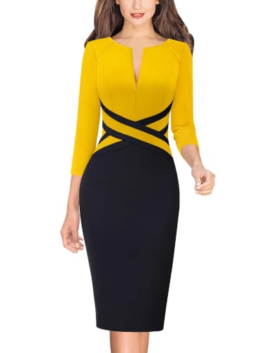 Image of VFSHOW Womens Front Zipper Work Office Business Casual Church Sheath Dress